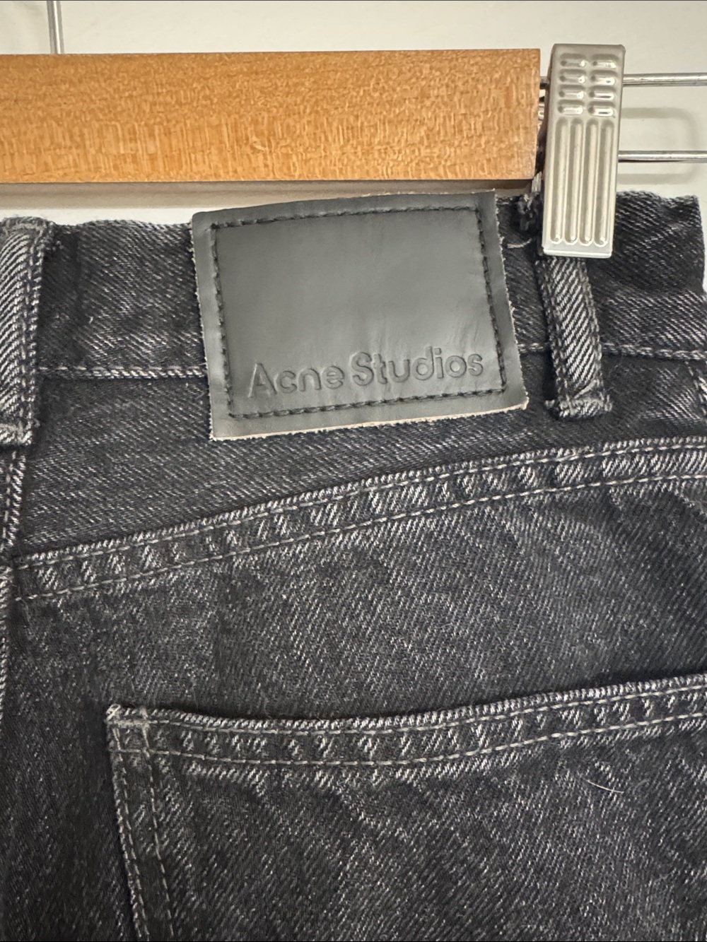 Acne Black Straight-Leg Jeans with Classic Back Pockets - Picture 3 of 7